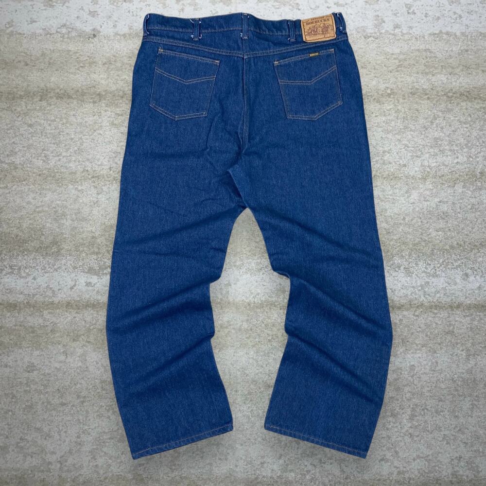 Vintage 90s Roebucks Jeans 42x32 Relaxed Fit Dark Wash Denim Made in USA